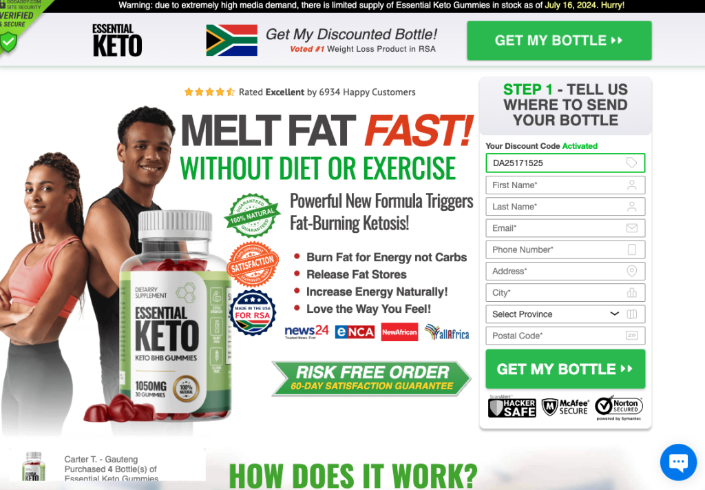 Essential Keto BHB Gummies South Africa